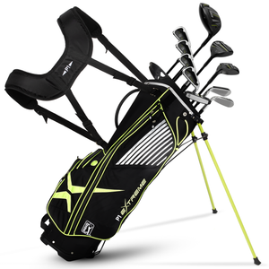 Golfgen™ PGA TOUR P1 EXTREME 17-Piece Complete Golf Club Set – Youth Kids Junior Right-Handed Golf Clubs for Boys & Girls – Full Titanium Driver, Stainless Steel Irons, High MOI Putter – Stand Bag & More