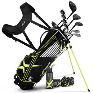 Golfgen™ PGA TOUR P1 EXTREME 17-Piece Complete Golf Club Set – Youth Kids Junior Right-Handed Golf Clubs for Boys & Girls – Full Titanium Driver, Stainless Steel Irons, High MOI Putter – Stand Bag & More