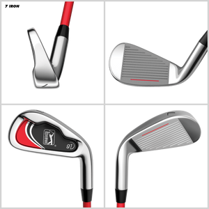 PGA TOUR® by Golfgen® Juniors Right Handed Red Golf Club Set with 3 Clubs, Golf Bag & 5 Total Pieces | Golf Clubs and Sets for Player Heights 4'1"-4'8" | Complete Junior Golf Club Set
