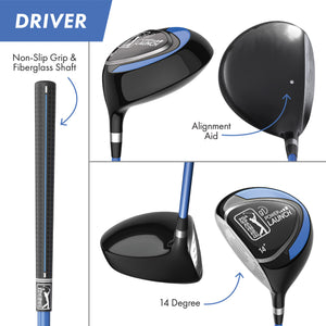 Golfgen™ PGA TOUR Youth Golf Club Set – 10-Piece Left-Handed Junior Golf Club Set for Ages 8-12 – Beginner Golf Clubs for Kids with Lightweight Stand Bag, Hybrid, Wedge & Mallet Putter