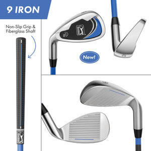 Golfgen™ PGA TOUR Youth Golf Club Set – 10-Piece Left-Handed Junior Golf Club Set for Ages 8-12 – Beginner Golf Clubs for Kids with Lightweight Stand Bag, Hybrid, Wedge & Mallet Putter