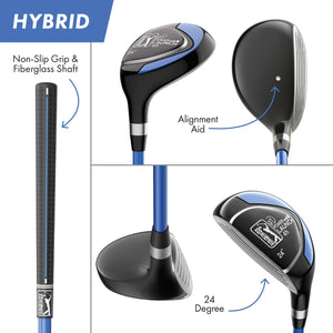 Golfgen™ PGA TOUR Youth Golf Club Set – 10-Piece Left-Handed Junior Golf Club Set for Ages 8-12 – Beginner Golf Clubs for Kids with Lightweight Stand Bag, Hybrid, Wedge & Mallet Putter