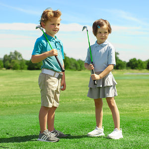 PGA TOUR® by Golfgen® Juniors Right Handed Green Golf Club Set with 3 Clubs, Golf Bag & 5 Total Pieces | Golf Clubs and Sets for Player Heights 3'4" - 4'1" | Complete Junior Golf Club Set