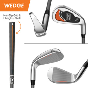 PGA TOUR® by Golfgen® Juniors Right Handed Orange Golf Club Set with 6 Clubs, Golf Stand Bag & 10 Total Pieces | Golf Clubs and Sets for Player Heights 5'3" - 5'10" | Complete Junior Golf Club Set