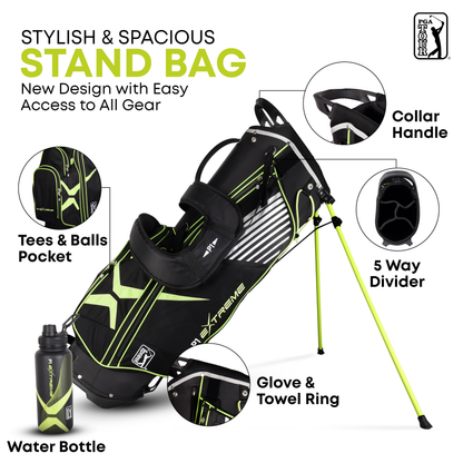 PGA TOUR® P1 EXTREME 17 Piece Right Handed Junior Golf Club Set by Golfgen® for Player Heights 5'3"+