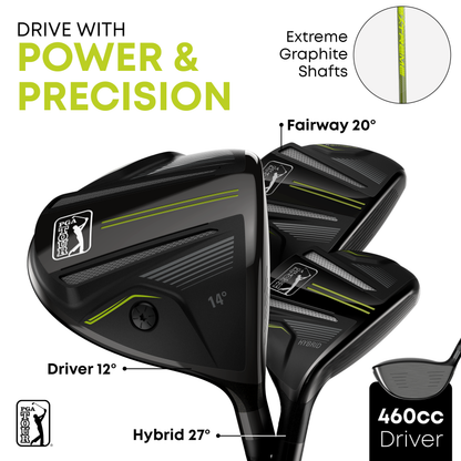 PGA TOUR® P1 EXTREME 17 Piece Right Handed Junior Golf Club Set by Golfgen® for Player Heights 5'3"+