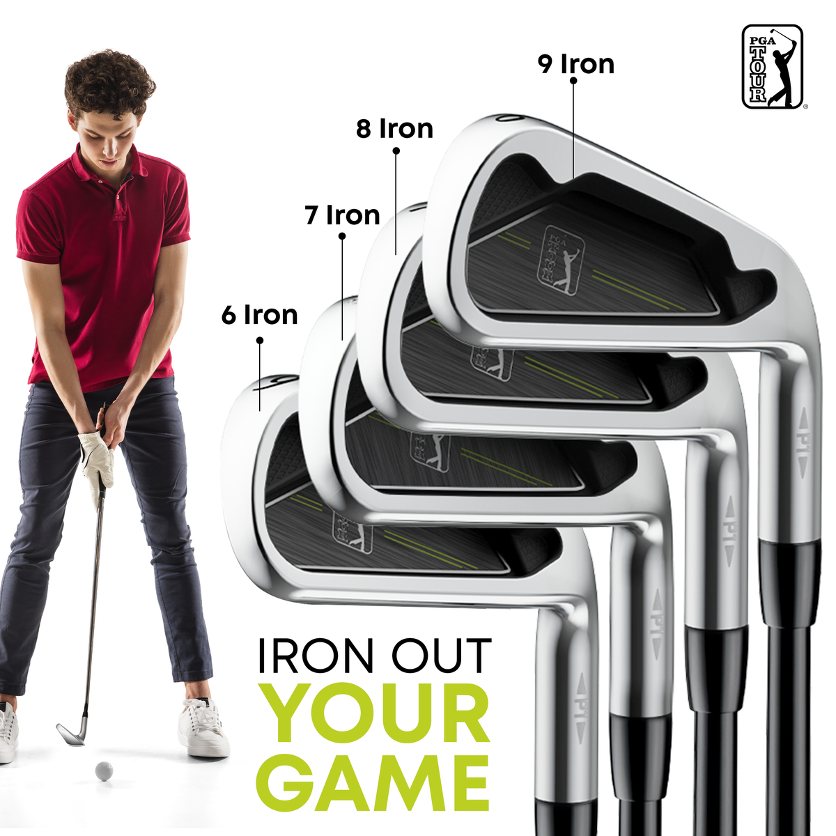 Golfgen™ PGA TOUR P1 EXTREME 17-Piece Complete Golf Club Set – Youth Kids Junior Right-Handed Golf Clubs for Boys & Girls – Full Titanium Driver, Stainless Steel Irons, High MOI Putter – Stand Bag & More