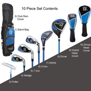 PGA Tour G1 Series Kids Golf Club Set With 6 Clubs, Stand Golf Bag & 10 Total Pieces | Golf Clubs and Sets for Heights 4'8" - 5'2" | Complete Golf Club Sets | Young Men & Women Golf Clubs Ages 8-12