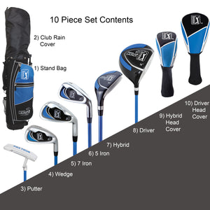 PGA Tour G1 Series Kids Right Handed Golf Club Set With 6 Clubs, Stand Golf Bag & 10 Total Pieces | Golf Clubs and Sets for Heights 4'8" - 5'2" | Complete Golf Club Sets | Young Men & Women Golf Clubs Ages 8-12