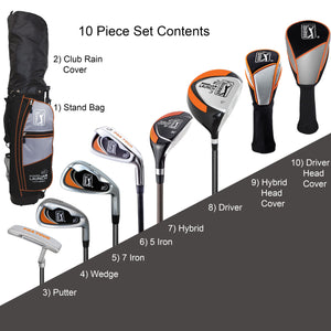 PGA Tour G1 Series Kids Right Handed Golf Club Set With 6 Clubs, Stand Golf Bag & 10 Total Pieces | Golf Clubs and Sets for Heights 5'2" - 5'7" | Complete Golf Club Sets | Young Men & Women Golf Clubs Ages 12-17