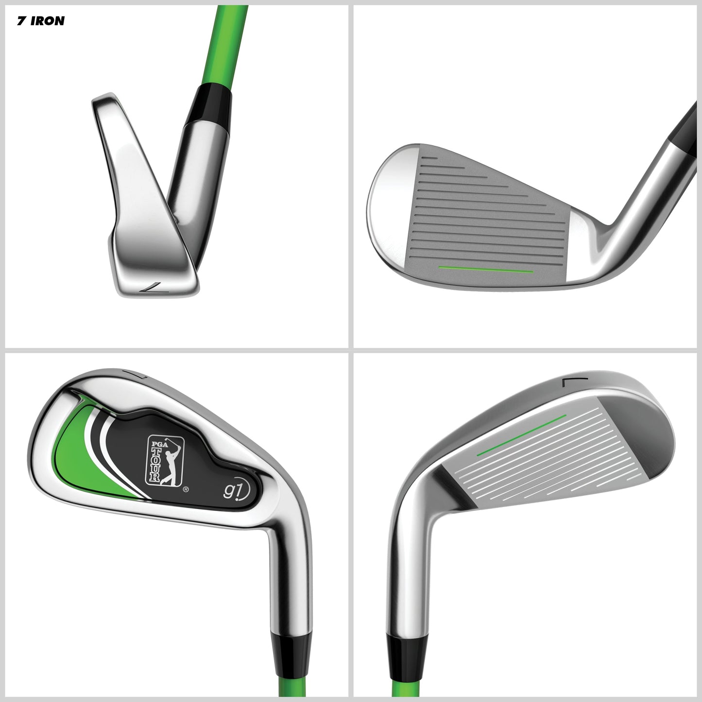 PGA TOUR® Juniors Right Handed 5 Piece Classic Green Golf Club Set by Golfgen® for Player Heights 3'4" - 4'1" | Complete Junior Golf Club Set