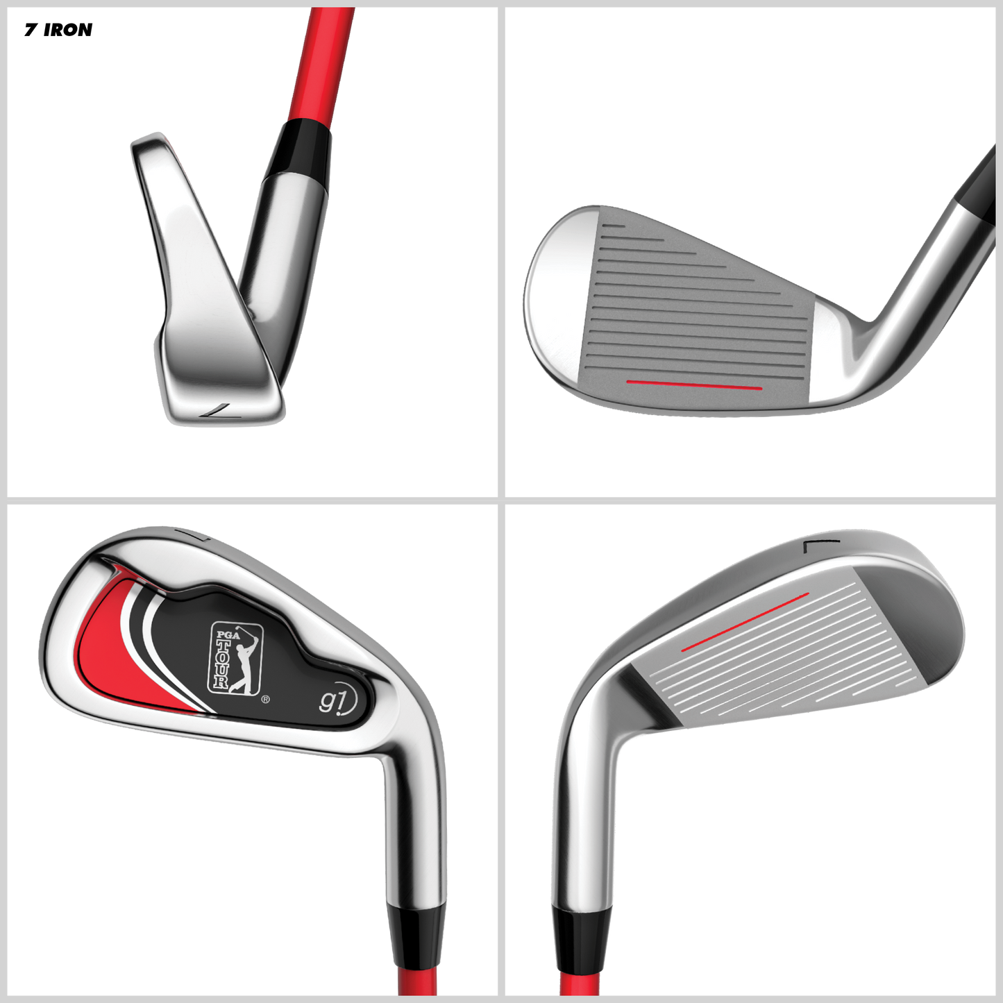 PGA TOUR® Juniors Right Handed 5 Piece Classic Red Golf Club Set by Golfgen® for Player Heights 4'1" - 4'8" | Complete Junior Golf Club Set