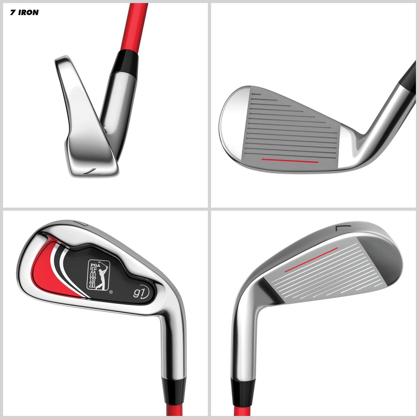 PGA TOUR® Juniors 10 Piece Right Handed Red Golf Club Set for Player Heights 4'1"-4'8" | Complete Junior Golf Club Set