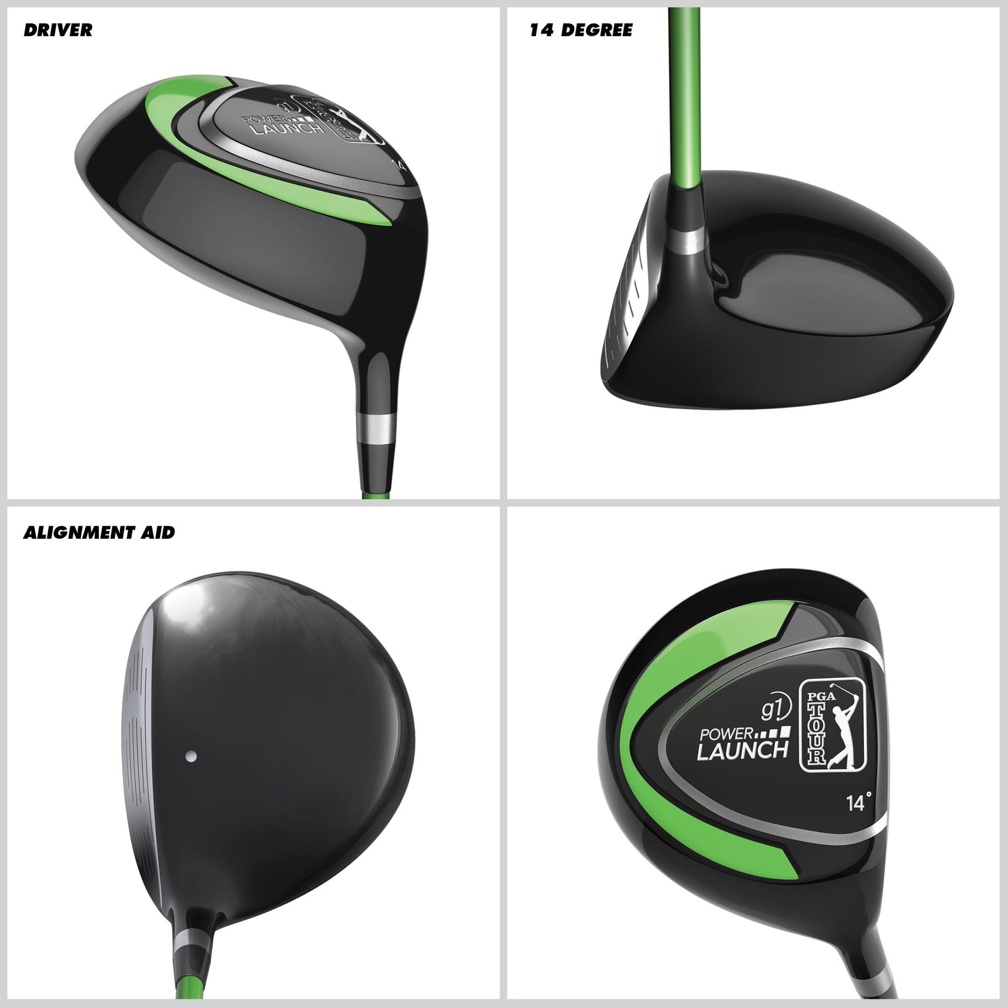 PGA TOUR® Juniors Right Handed 5 Piece Classic Green Golf Club Set by Golfgen® for Player Heights 3'4" - 4'1" | Complete Junior Golf Club Set