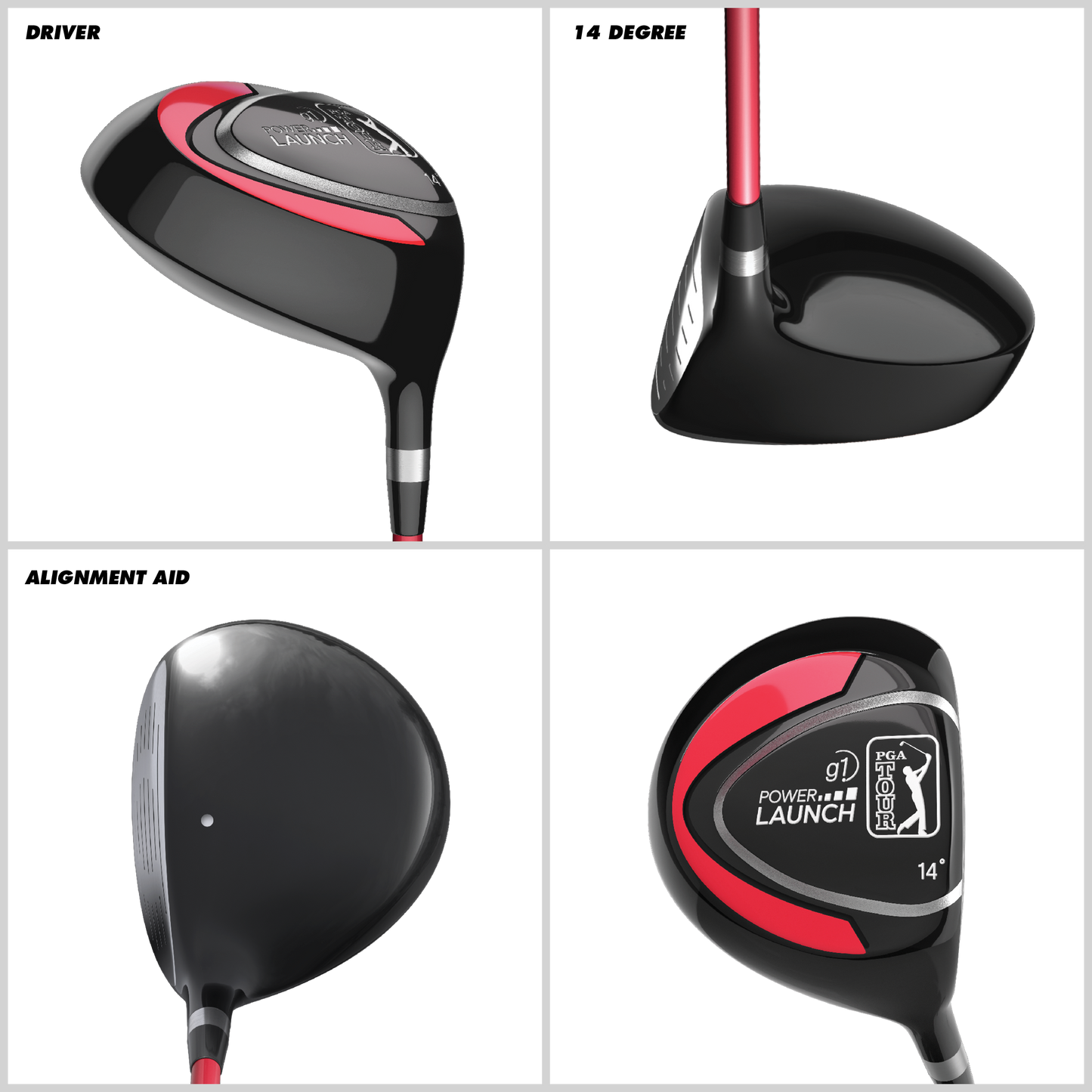 PGA TOUR® Juniors Right Handed 5 Piece Classic Red Golf Club Set by Golfgen® for Player Heights 4'1" - 4'8" | Complete Junior Golf Club Set