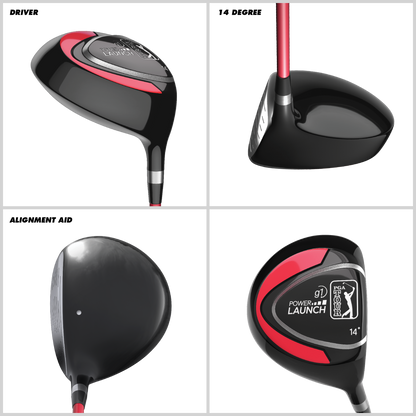 PGA TOUR® Juniors Right Handed 5 Piece Classic Red Golf Club Set by Golfgen® for Player Heights 4'1" - 4'8" | Complete Junior Golf Club Set