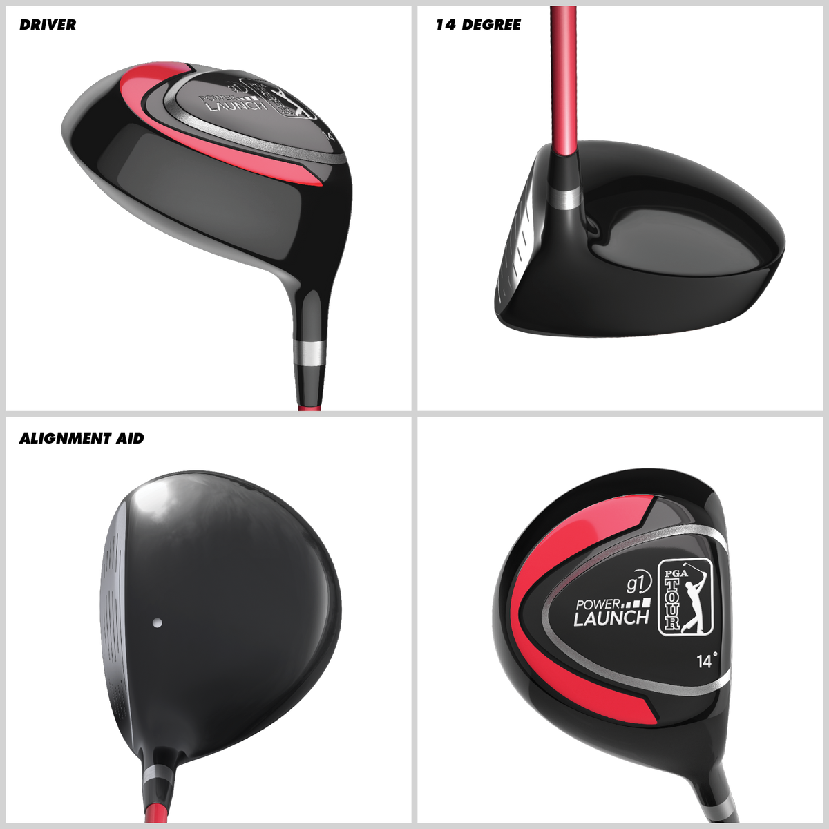 PGA TOUR® by Golfgen® Juniors Right Handed Red Golf Club Set with 3 Clubs, Golf Bag & 5 Total Pieces | Golf Clubs and Sets for Player Heights 4'1"-4'8" | Complete Junior Golf Club Set