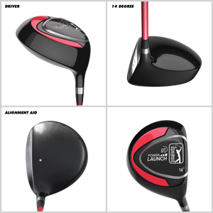 PGA TOUR® by Golfgen® Juniors Right Handed Red Golf Club Set with 3 Clubs, Golf Bag & 5 Total Pieces | Golf Clubs and Sets for Player Heights 4'1"-4'8" | Complete Junior Golf Club Set