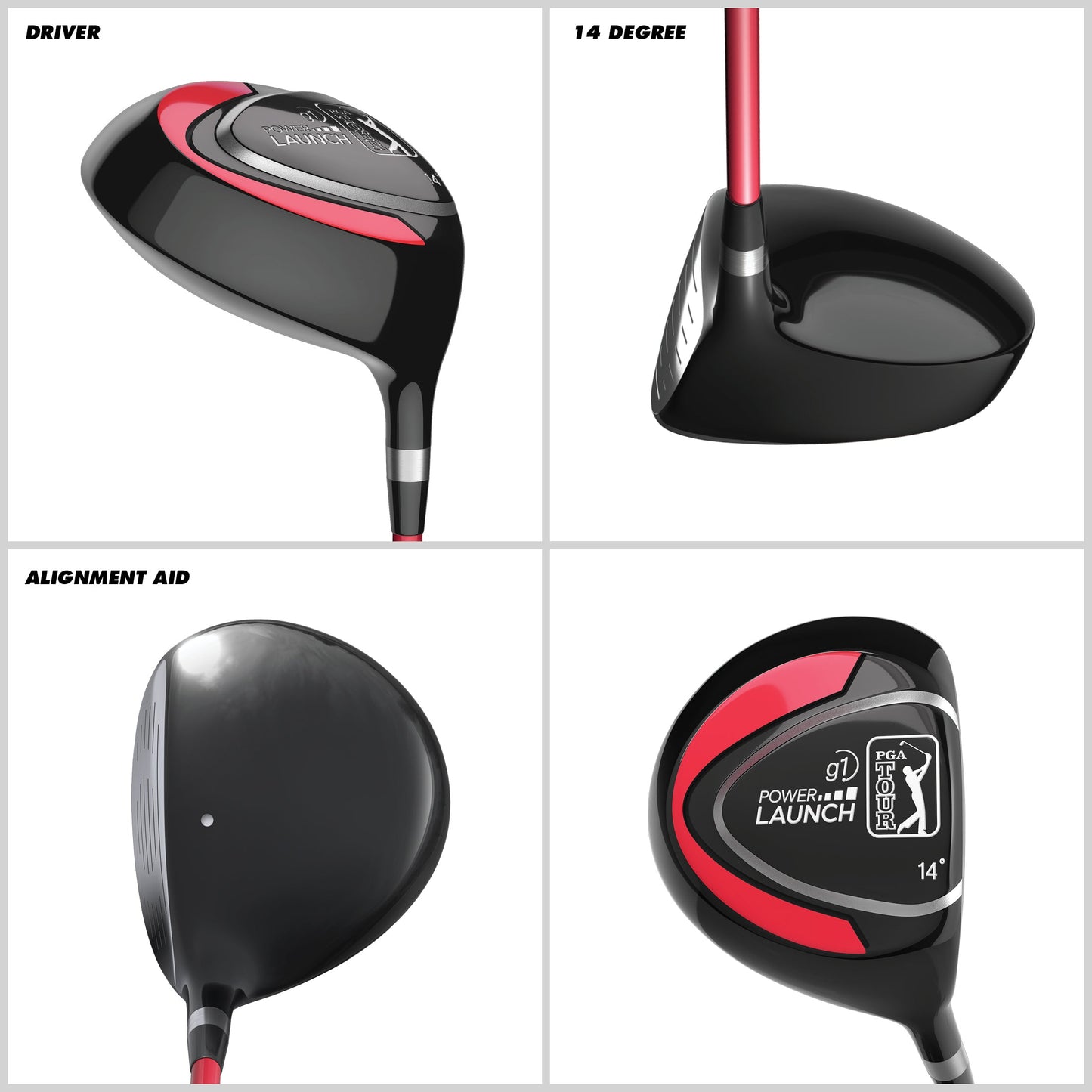 PGA TOUR® Juniors 10 Piece Right Handed Red Golf Club Set for Player Heights 4'1"-4'8" | Complete Junior Golf Club Set