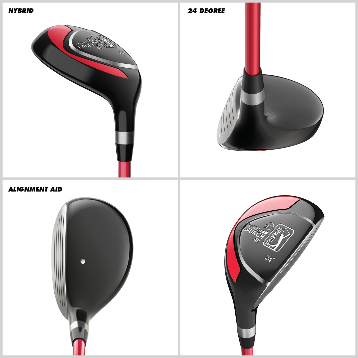PGA TOUR® Juniors 10 Piece Right Handed Red Golf Club Set for Player Heights 4'1"-4'8" | Complete Junior Golf Club Set