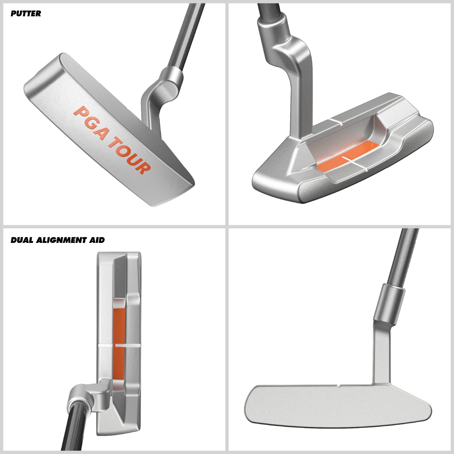 PGA TOUR® Juniors Right Handed Orange Putter by Golfgen® for Player Heights 5'3" - 5'10"