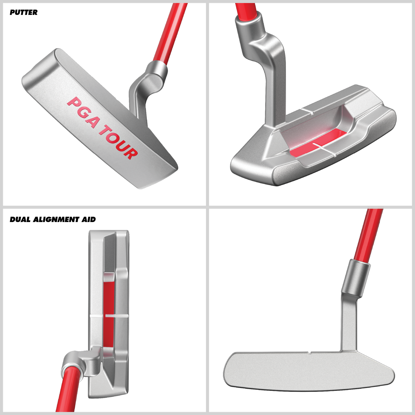 PGA TOUR® Juniors Right Handed 5 Piece Classic Red Golf Club Set by Golfgen® for Player Heights 4'1" - 4'8" | Complete Junior Golf Club Set