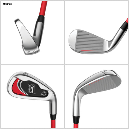 PGA TOUR® Juniors 10 Piece Right Handed Red Golf Club Set for Player Heights 4'1"-4'8" | Complete Junior Golf Club Set