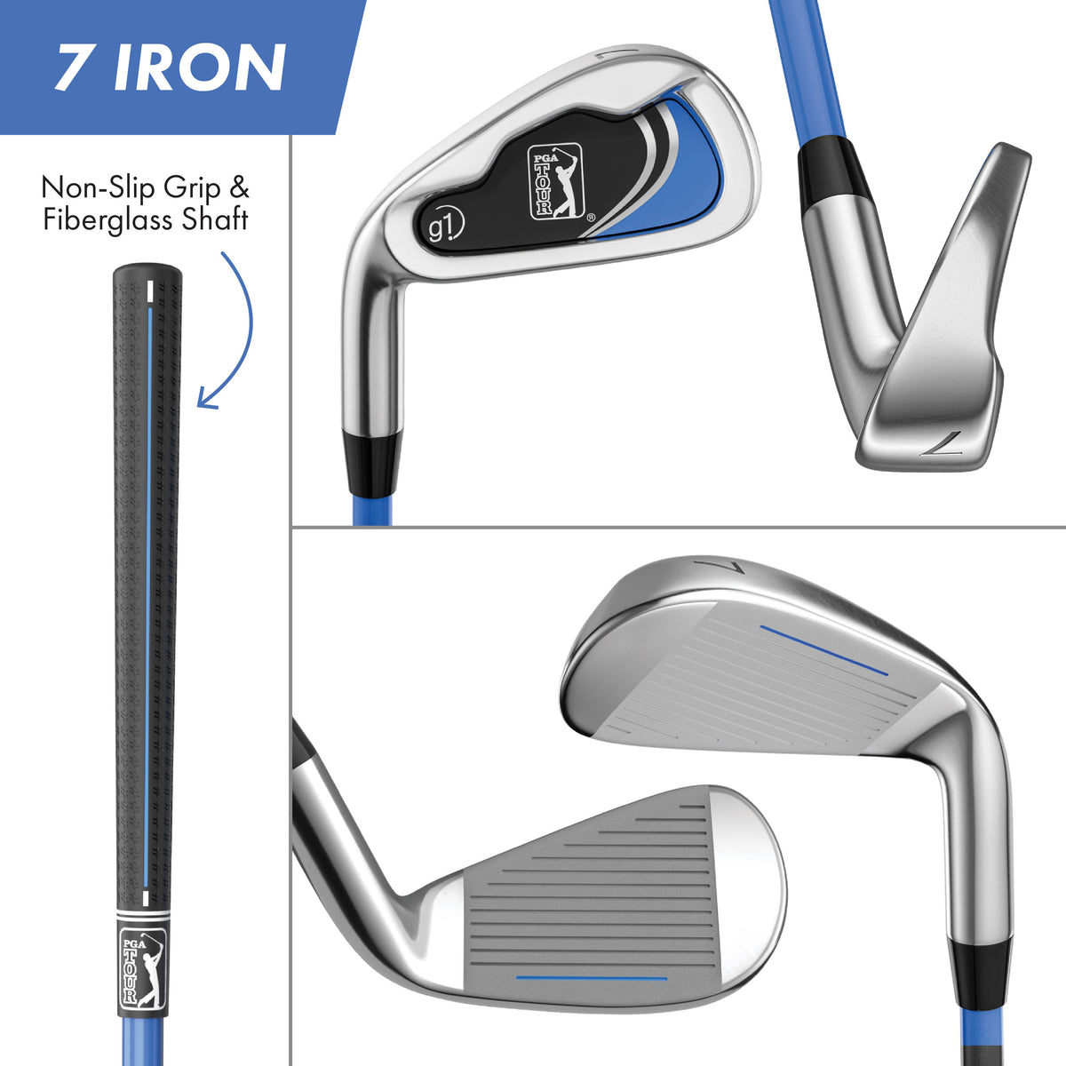 Golfgen™ PGA TOUR Youth Golf Club Set – 10-Piece Left-Handed Junior Golf Club Set for Ages 8-12 – Beginner Golf Clubs for Kids with Lightweight Stand Bag, Hybrid, Wedge & Mallet Putter