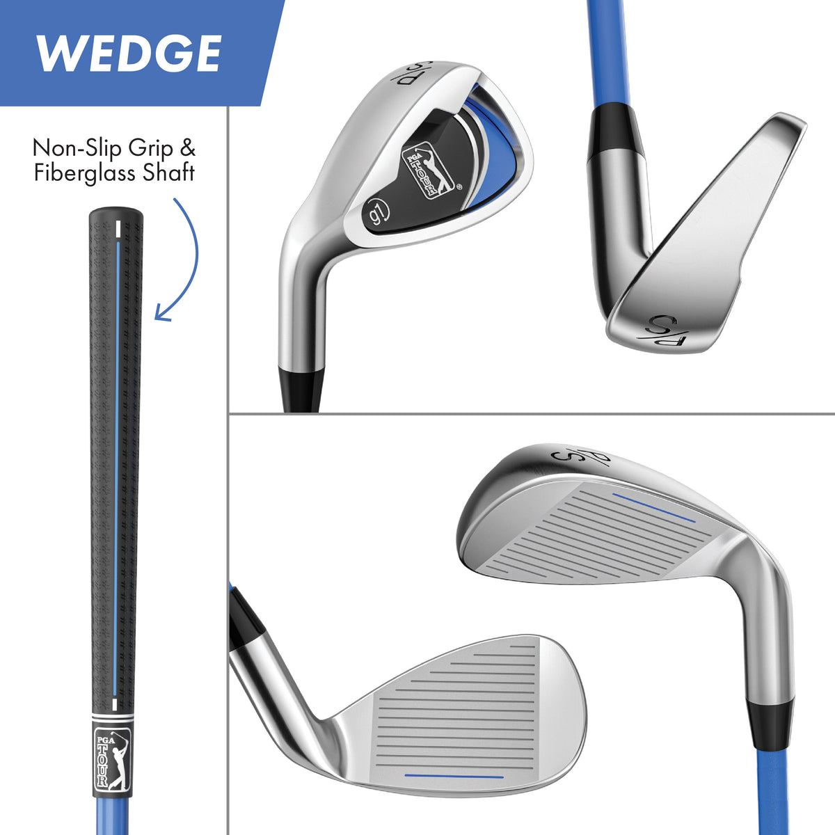 Golfgen™ PGA TOUR Youth Golf Club Set – 10-Piece Left-Handed Junior Golf Club Set for Ages 8-12 – Beginner Golf Clubs for Kids with Lightweight Stand Bag, Hybrid, Wedge & Mallet Putter