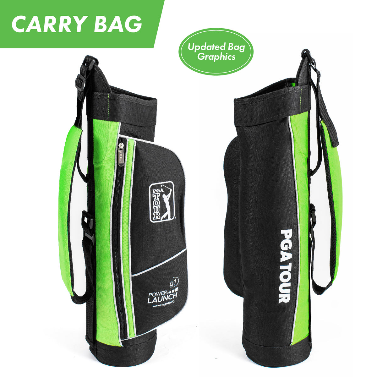 PGA TOUR G1 Series Kids Right Handed Green Golf Club Set with 3 Clubs, Golf Bag & 5 Total Pieces | Golf Clubs and Sets for Heights 3'6" - 4'1" | Complete Youth Golf Clubs Ages 3-5 by Golfgen