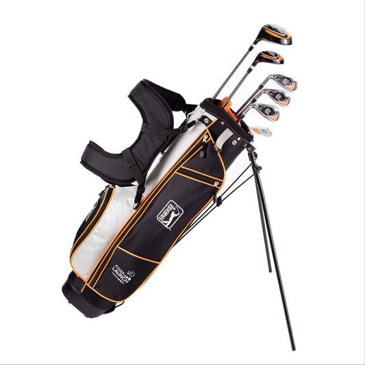 PGA TOUR® Juniors Left Handed Orange Golf Club Set by Golfgen® for Player Heights 5'3" - 5'10" | Complete Junior Golf Club Set