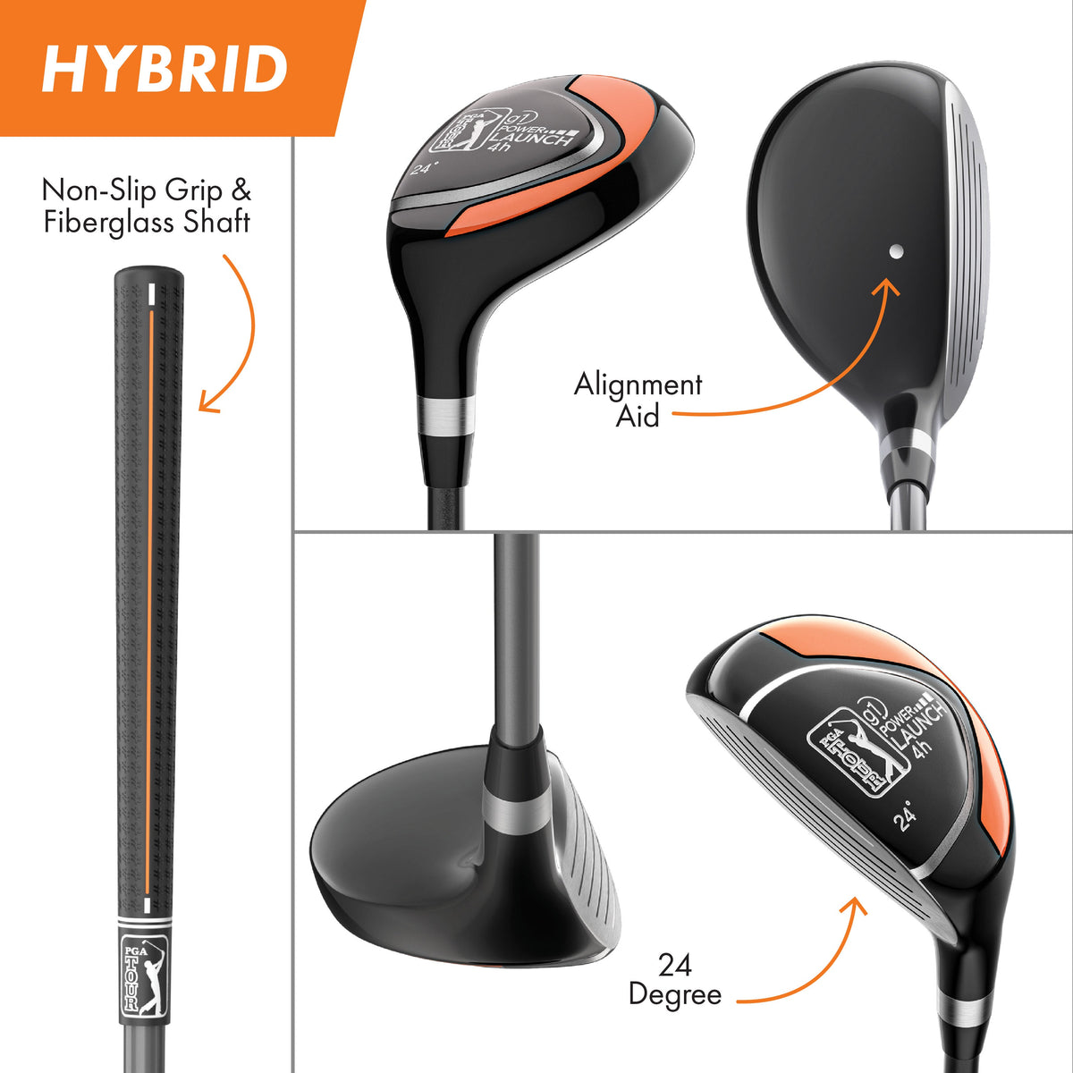 Golfgen™ PGA TOUR Youth Golf Club Set – 10-Piece Left-Handed Junior Golf Club Set for Ages 12+ – Beginner Golf Clubs for Kids with Lightweight Stand Bag, Hybrid, Wedge & Mallet Putter