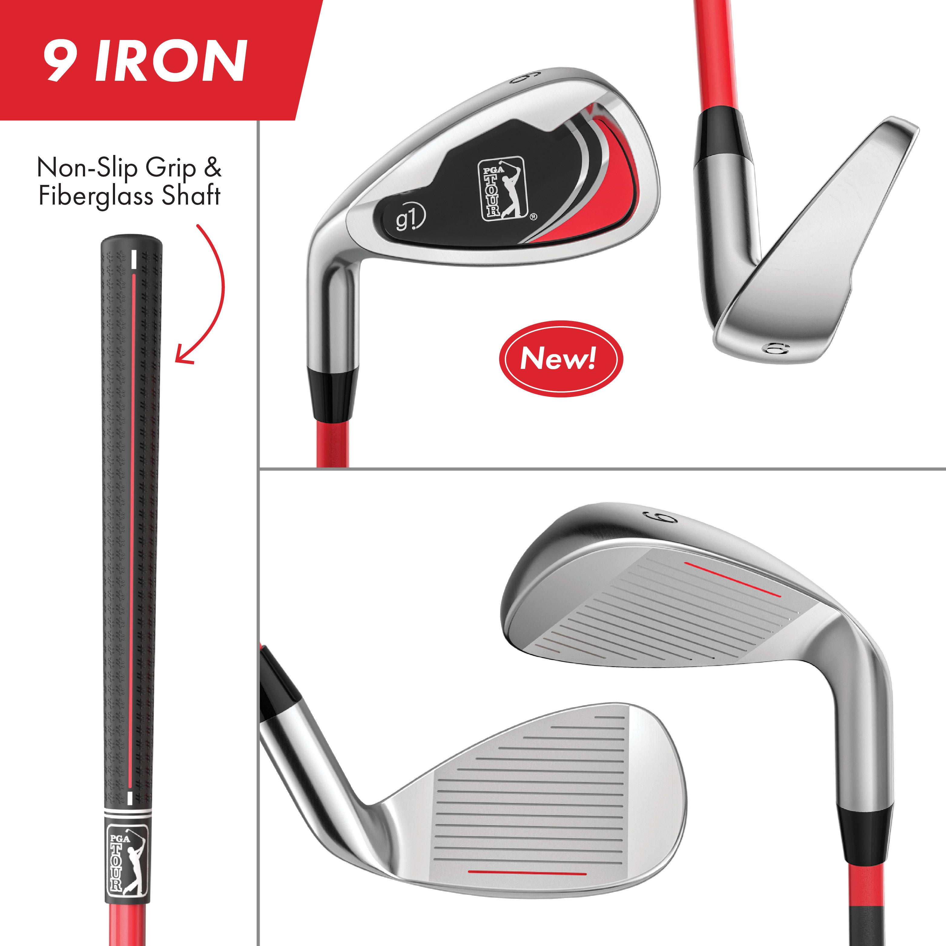 PGA TOUR G1 Series Junior Golf Club Set, 10 Piece, Height Range: 4