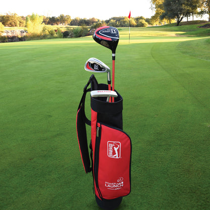 PGA TOUR® Juniors Right Handed 5 Piece Classic Red Golf Club Set by Golfgen® for Player Heights 4'1" - 4'8" | Complete Junior Golf Club Set