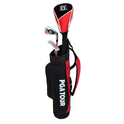 PGA TOUR® Juniors Right Handed 5 Piece Classic Red Golf Club Set by Golfgen® for Player Heights 4'1" - 4'8" | Complete Junior Golf Club Set