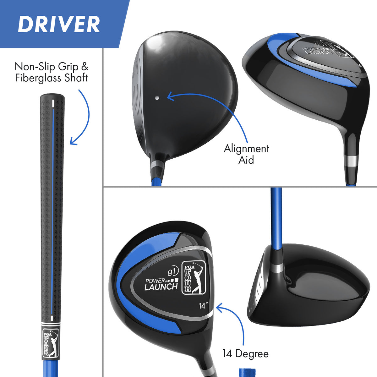 PGA TOUR G1 Series Junior Golf Club Set, 10 Piece, Height
