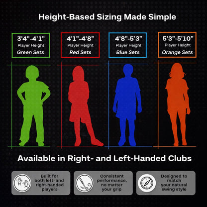 PGA TOUR® Juniors Right Handed 5 Piece Red Golf Club Set by Golfgen® for Player Heights 4'1" - 4'8" | Complete Junior Golf Club Set