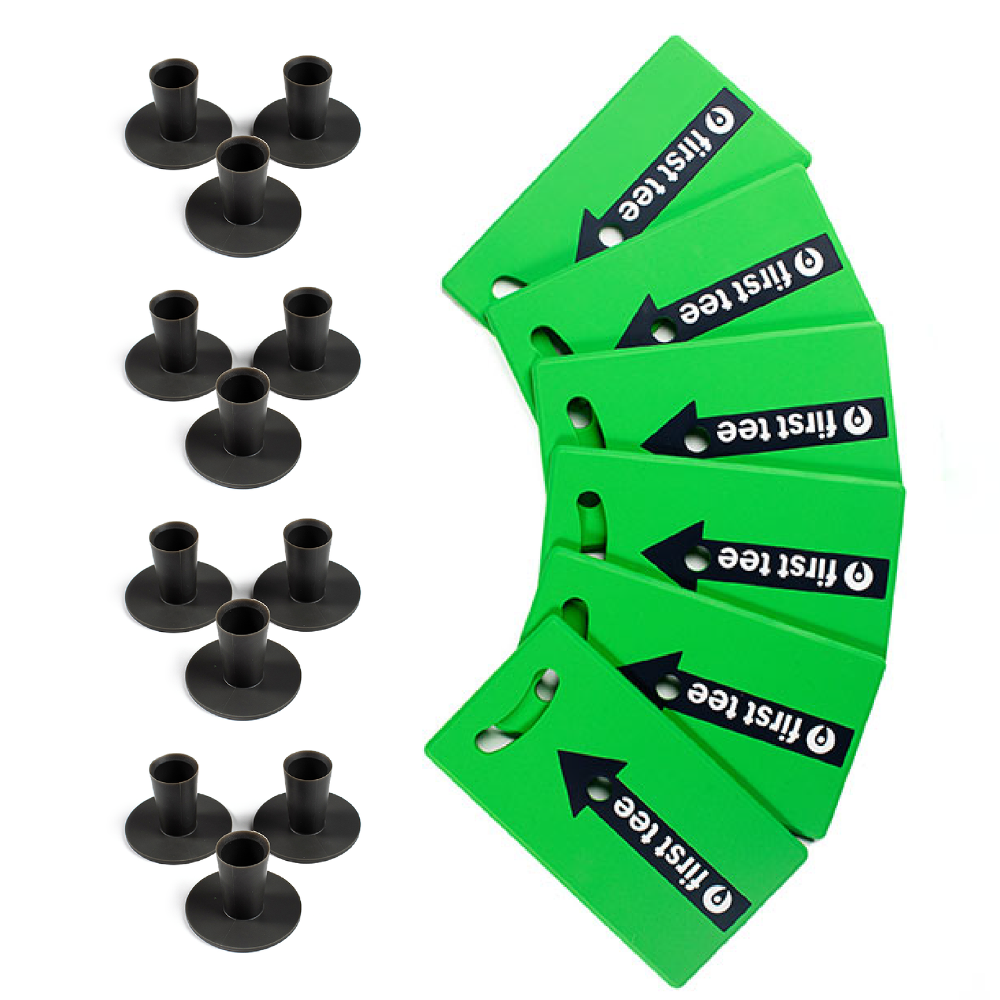 PGA TOUR FIRST TEE Set of 6 Tee Matts with 12 Rubber Tees by Golfgen®