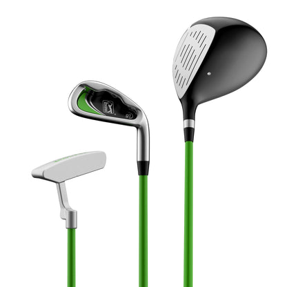 PGA TOUR® Juniors Right Handed 5 Piece Classic Green Golf Club Set by Golfgen® for Player Heights 3'4" - 4'1" | Complete Junior Golf Club Set
