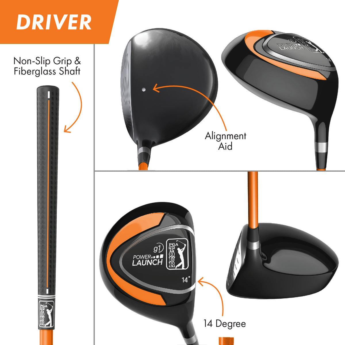 Golfgen™ PGA TOUR Youth Golf Club Set – 10-Piece Right-Handed Junior Golf Club Set for Ages 12+ – Beginner Golf Clubs for Kids with Lightweight Stand Bag, Hybrid, Wedge & Mallet Putter