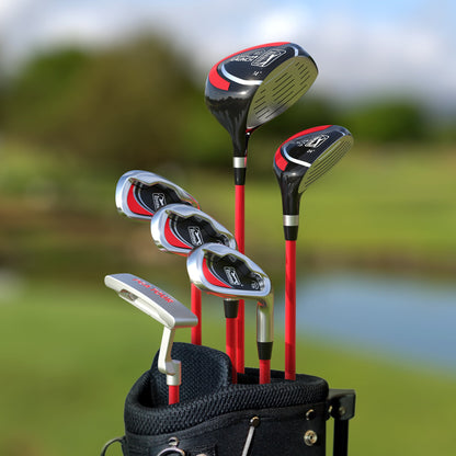PGA TOUR® Juniors 10 Piece Right Handed Red Golf Club Set for Player Heights 4'1"-4'8" | Complete Junior Golf Club Set