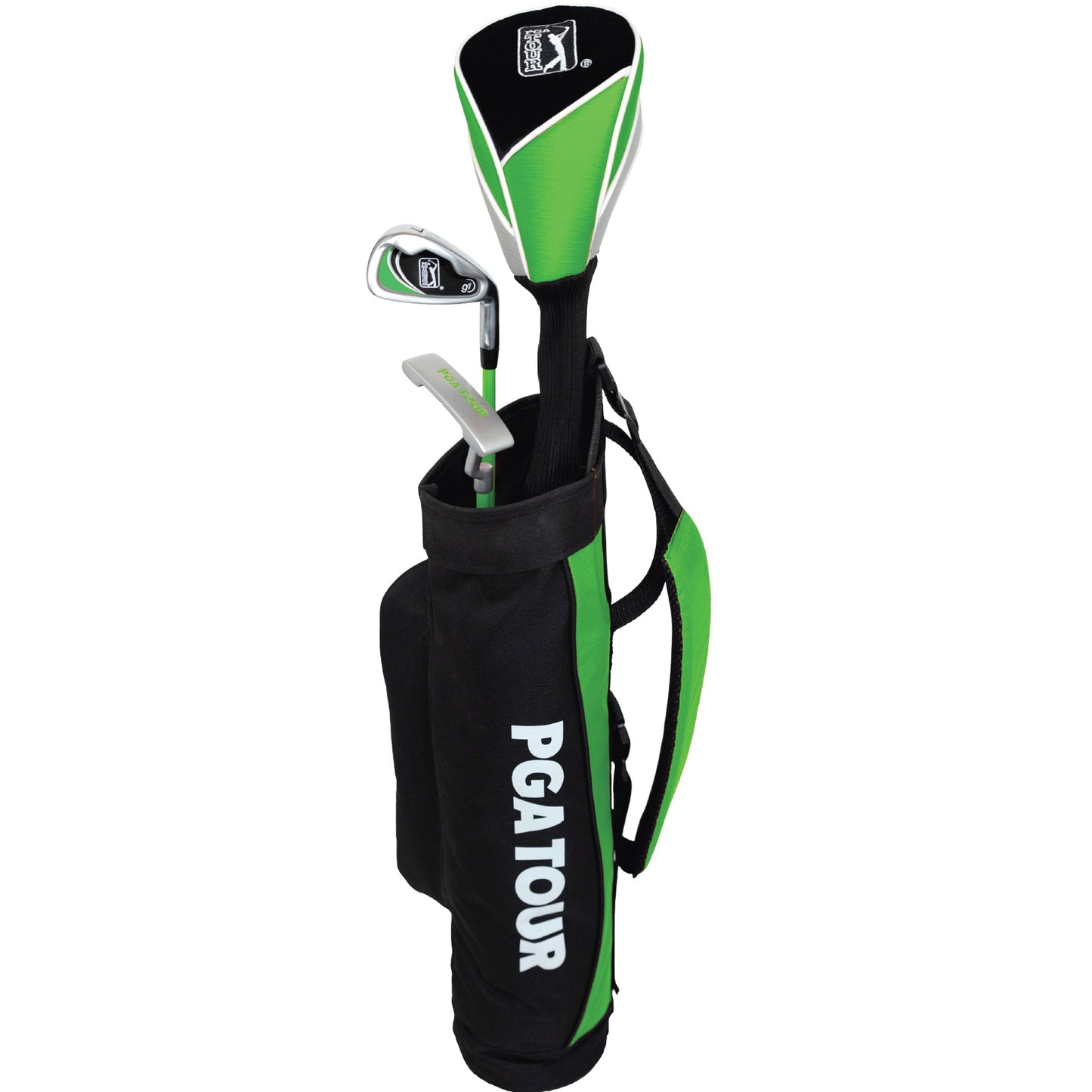 PGA TOUR® Juniors Right Handed 5 Piece Classic Green Golf Club Set by Golfgen® for Player Heights 3'4" - 4'1" | Complete Junior Golf Club Set