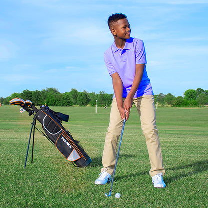 PGA TOUR® Juniors Right Handed Orange Golf Club Set by Golfgen® for Player Heights 5'3" - 5'10" | Complete Junior Golf Club Set