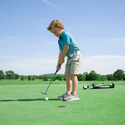PGA TOUR® Juniors Right Handed 5 Piece Classic Green Golf Club Set by Golfgen® for Player Heights 3'4" - 4'1" | Complete Junior Golf Club Set