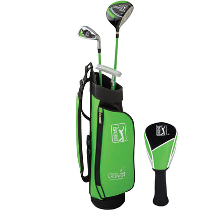 PGA TOUR® Juniors Right Handed 5 Piece Classic Green Golf Club Set by Golfgen® for Player Heights 3'4" - 4'1" | Complete Junior Golf Club Set