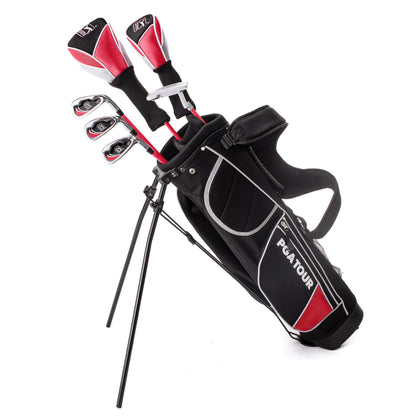 PGA TOUR® Juniors 10 Piece Right Handed Red Golf Club Set for Player Heights 4'1"-4'8" | Complete Junior Golf Club Set